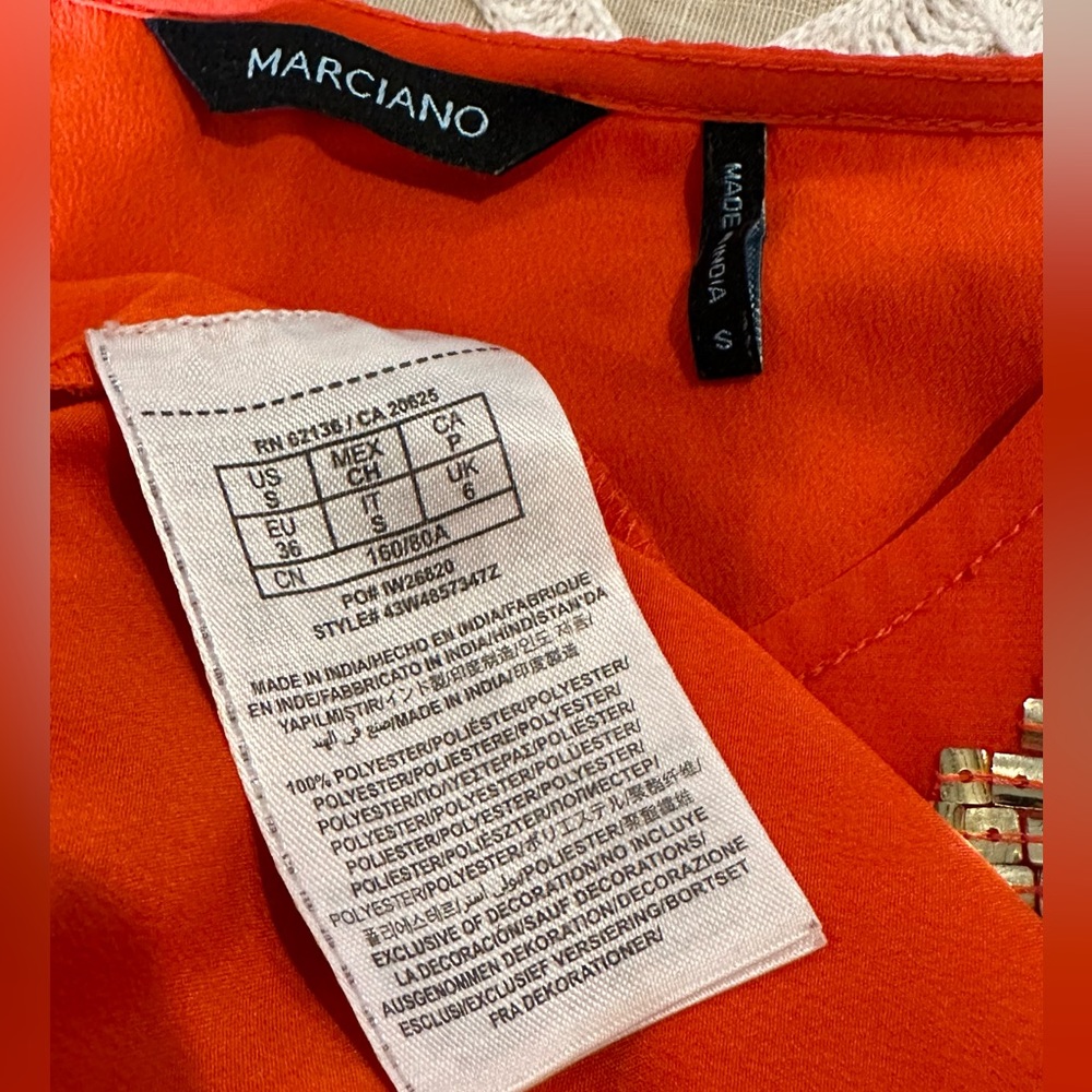 MARCIANO Orange Sequin Tank Top Blouse Tunic‎ - Picture 4 of 14